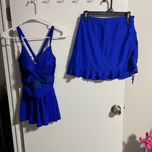 Amazon Women’s Swim Tankini and Skirt Set in Royal Blue